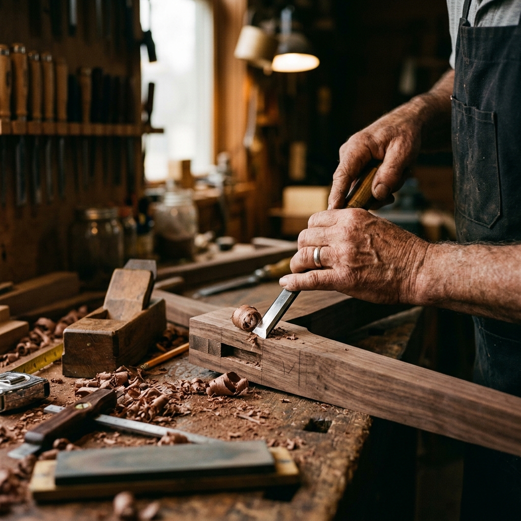 Expert craftsmen at Wood Waves workshop, Kanpur
